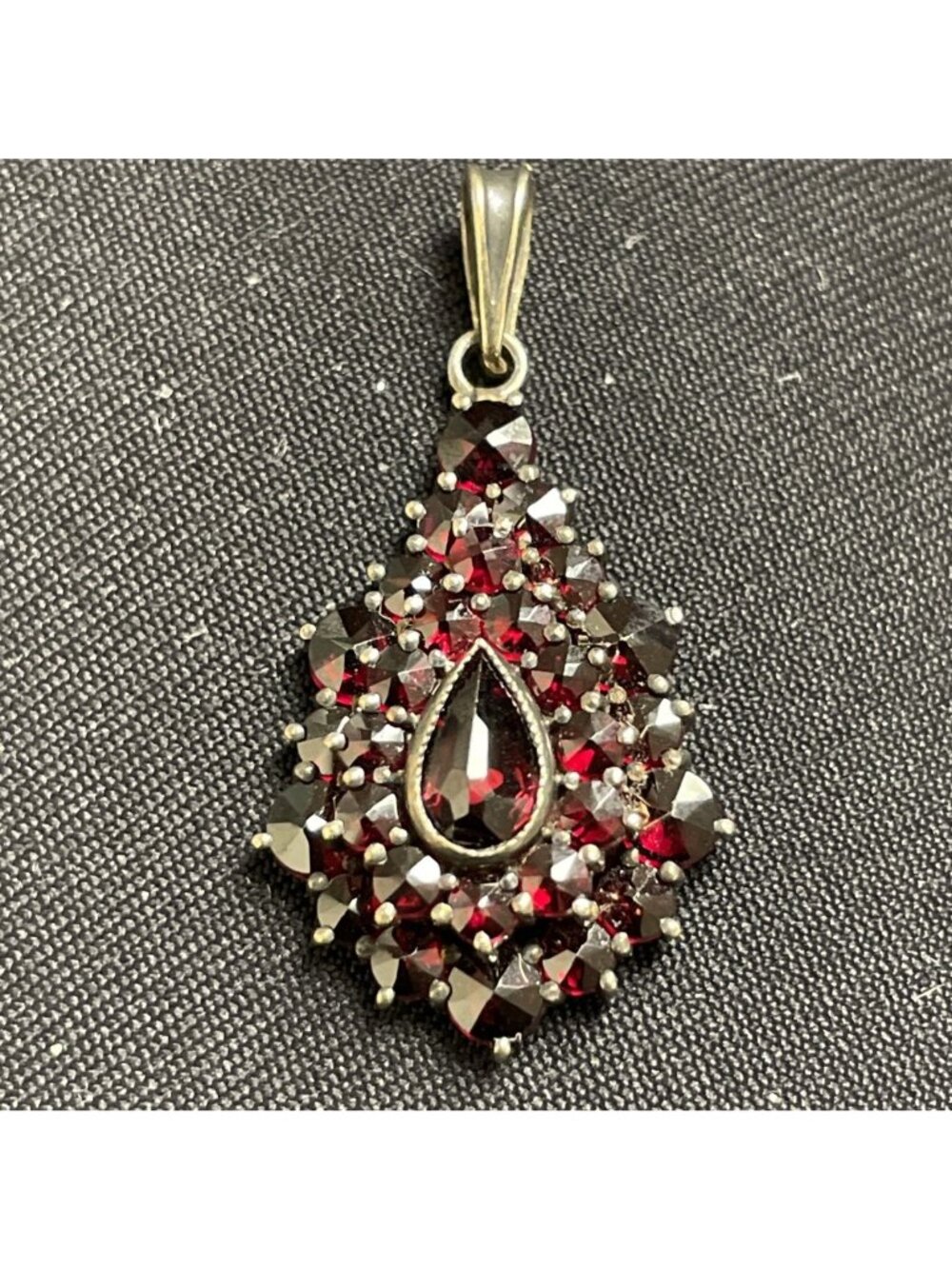 Vintage Garnet Pendant Silver Signed 900